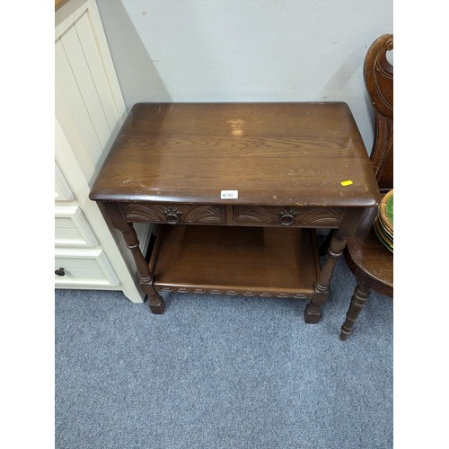 761 - Priory 2 drawer 2 tier table. W68cm d46cm h66cm