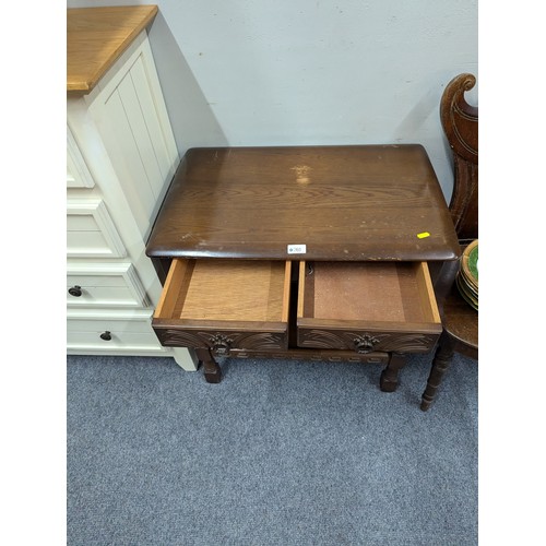 761 - Priory 2 drawer 2 tier table. W68cm d46cm h66cm