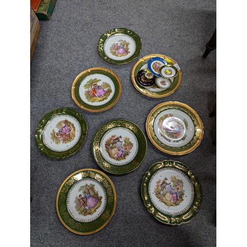 682 - Eight Limoges cabinet plates together with five smaller pieces