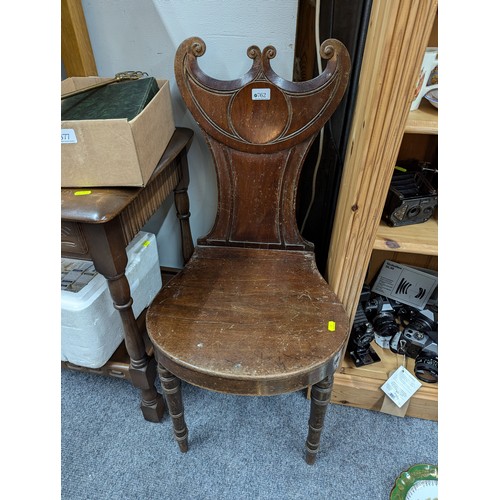 762 - Early c20 mahogany hall chair