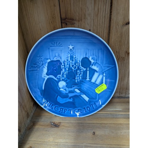 688 - Royal Copenhagen boy drinking together with Christmas plate, two Nao figures and one other