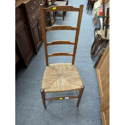 773 - Slim ladder back rush seated chair