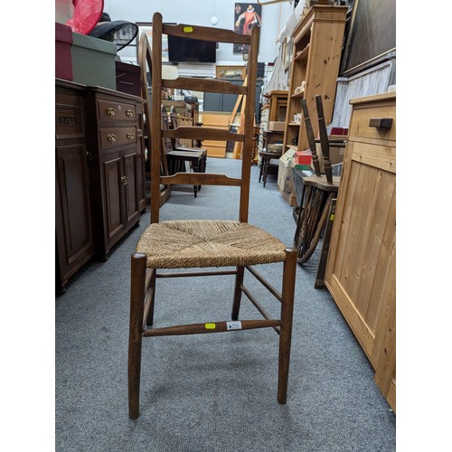 773 - Slim ladder back rush seated chair