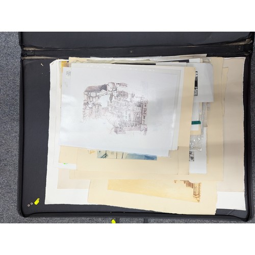 706 - Portfolio containing multiple prints and etchings