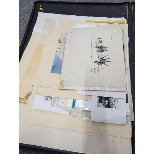 706 - Portfolio containing multiple prints and etchings