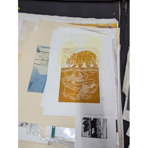 706 - Portfolio containing multiple prints and etchings