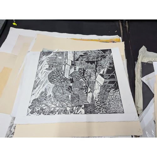 706 - Portfolio containing multiple prints and etchings