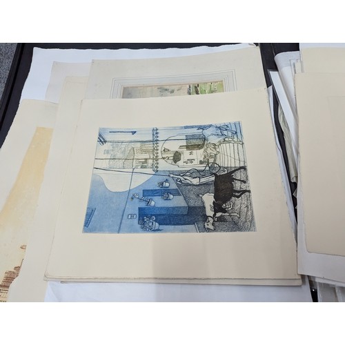 706 - Portfolio containing multiple prints and etchings