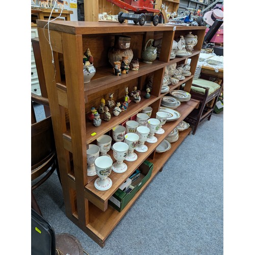 781 - Teak home-made five shelf bookcase W158.5 x D32 x H114.5cm