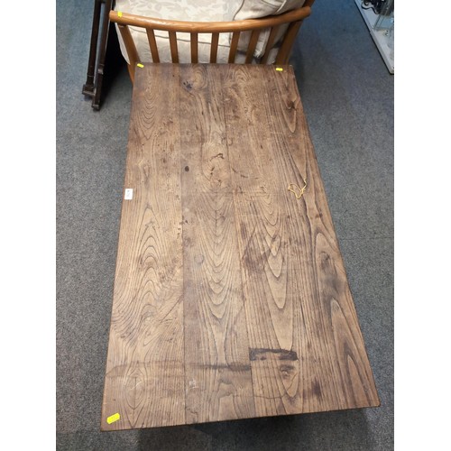 791 - Elm topped coffee table W121 x D61.5 x H46cm