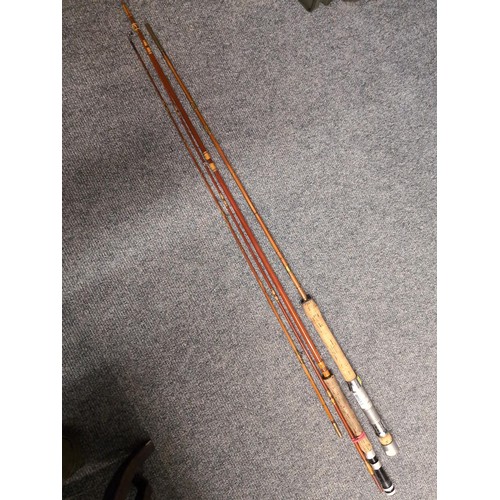 803 - Two vintage split cane fishing rods inc. Shakespeare 1625 240 and JM Kemball