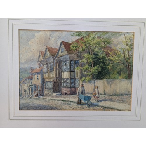 3 - J. H. Milner, watercolour of a street scene in Rye, dated 1905 and signed lower right, in ornate gil... 