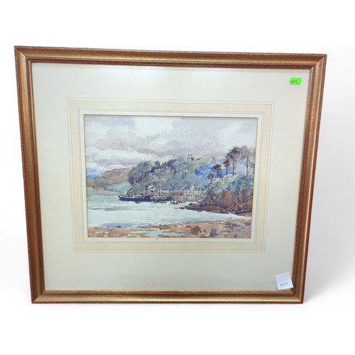 7 - Watercolour painting of a steamship, possibly on a Scottish loch, 'P.P Andrew Gamley' in pencil lowe... 