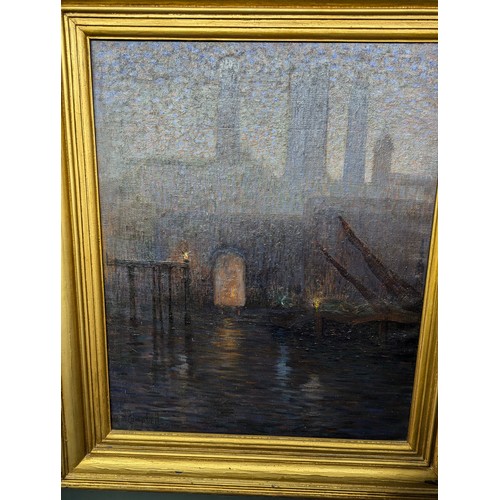 14 - Signed ( Campbell) gilt framed original oil on canvas ,The Factory;82 x 95 cms