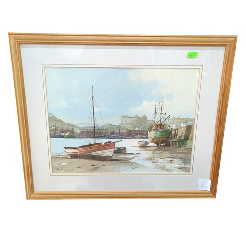 27 - Don Micklethwaite (British b.1936) watercolour of a harbour scene, signed lower left, framed 55 x 44... 