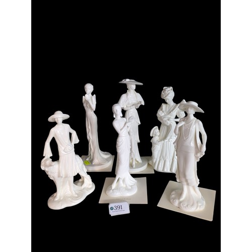 391 - Six Compton and Woodhouse Coalport/Royal Worcester 'Vogue Collection' figures