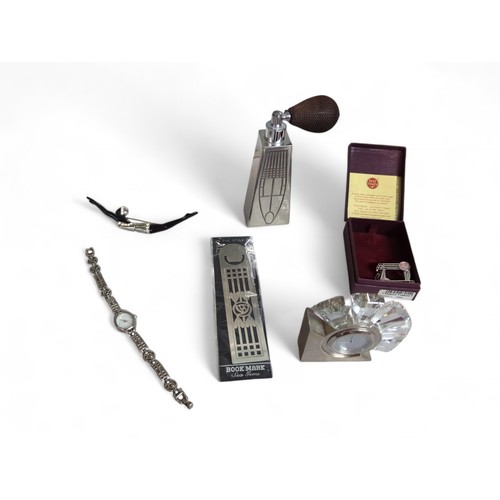 399 - Assorted collectables inc. Mackintosh inspired pieces, watch, brooch etc.