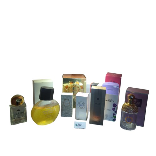 384 - 12 assorted bottles of perfume (partially used, some in boxes) inc: Dior Diorella and Guerlain among... 