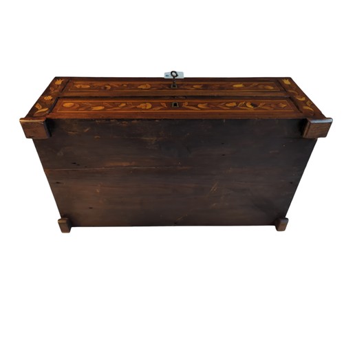 380 - Dutch-style marquetry two drawer table top chest with 2 lockable drawers. Top drawer with compartmen... 