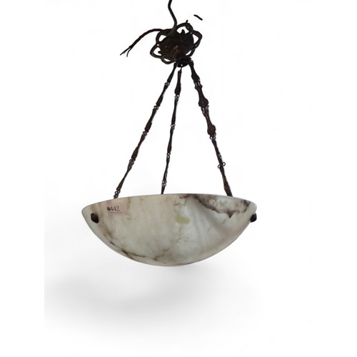 442 - Hardstone marble effect plafonnier Ceiling lamp/shade D34cm