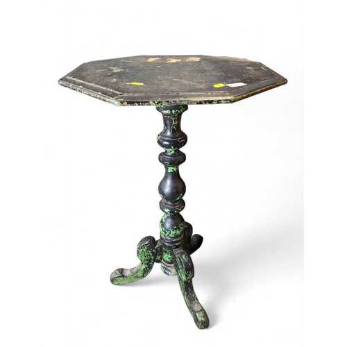 58 - Octagonal pedestal occasional table. Diameter 51cm H77cm.