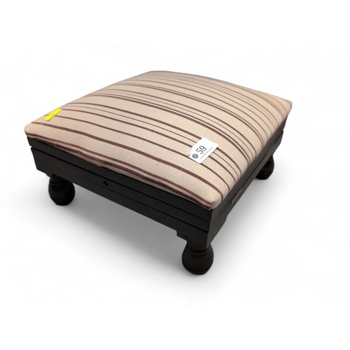 59 - Modern upholstered adjustable footstool. Min. height 19cm.