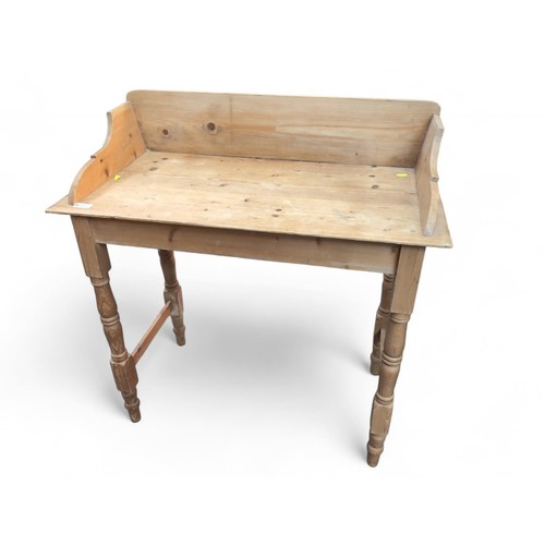 64 - Strip pine wash stand. W84cm D42cm H89cm.