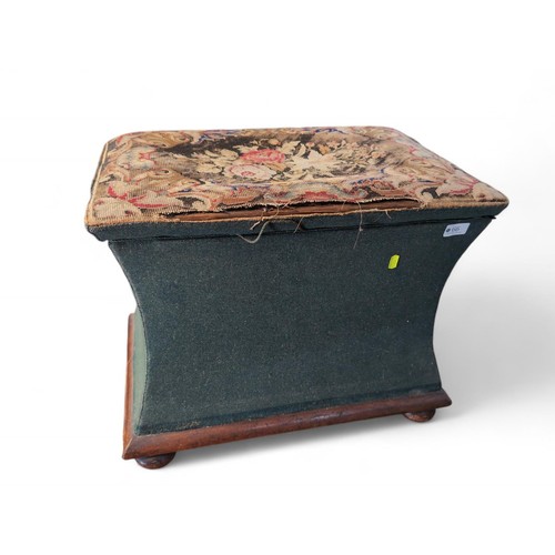 66 - Lift-top piano stool with tapestry seat. W57cm D38cm H44cm.