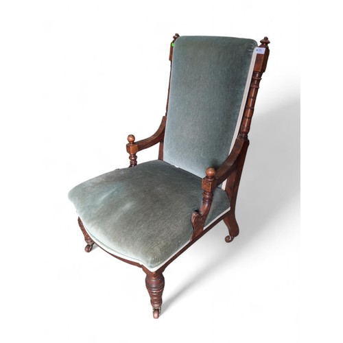 99 - Late Victorian oak framed nursing chair