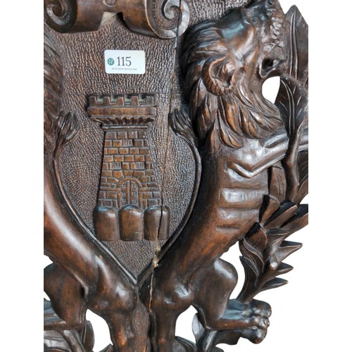 115 - Heavily-carved Italian Sgabello hall chair. H130cm.