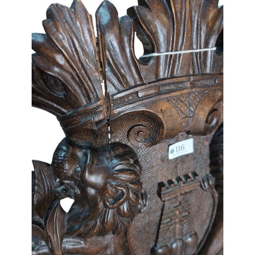 116 - Heavily-carved Italian Sgabello hall chair. H130cm.