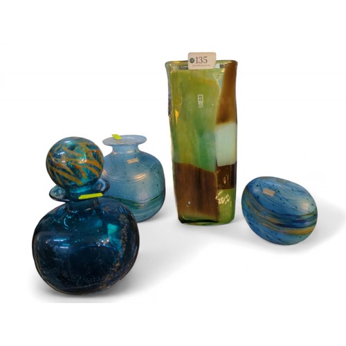 135 - Four pieces of studio glass, inc. two Gozo and one Mdina, tallest 26cm