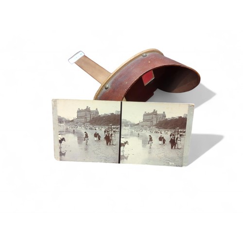 141 - Stereoscope with assorted viewing cards inc. the crown jewels, the moon etc.