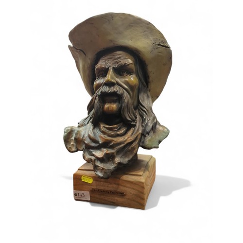 143 - The Academy Collection, resin bust on plinth of a Western gent, ht. 39cm