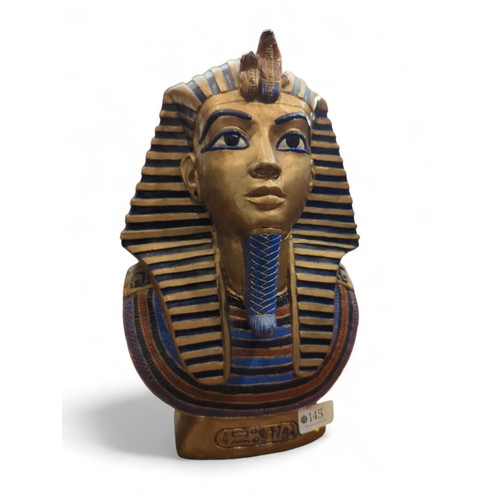 145 - Plaster bust of Tutankhamun, ht. 33cm