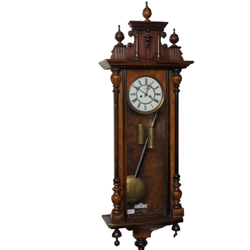 149 - Wall clock with various pendulums and keys W44 x D18 x H133cm approx.