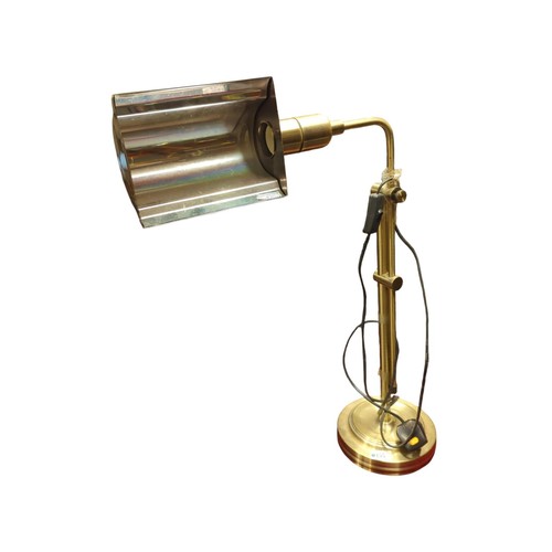 155 - Small adjustable brass effect reading light, unextended ht. 63cm