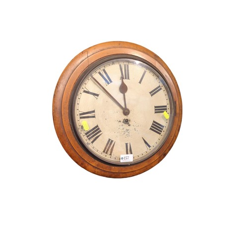 157 - Circular, mahogany framed wall hanging clock, dia. 40cm