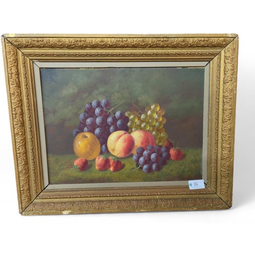 16 - George Crisp (British, fl. c.1875-1916), still life of fruit on canvas, signed 'G. Crisp '92' and fr... 