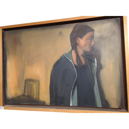 19 - Geraldine Swayne, oil on canvas of a woman, framed 101 x 71cm