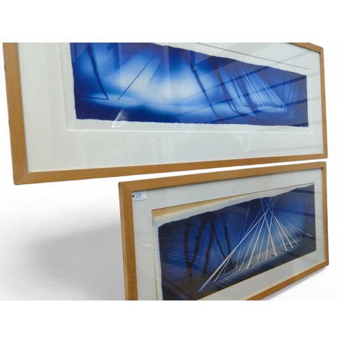 23 - Three Mark Shepherd watercolour on paper artworks, largest framed 110 x 44cm