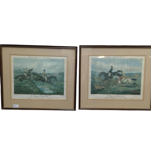 34 - Set of four prints of Fores's Hunting Sketches, framed 46.5 x 54cm