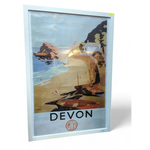 35 - Framed reproduction GWR 'Devon' travel poster 66 x 97cm