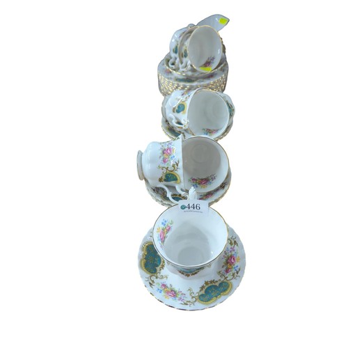 446 - Royal albert Berkeley tea set inc. teapot, 11 x cake plates, 6 x saucers, 7 x cups, milk jug, sugar ... 