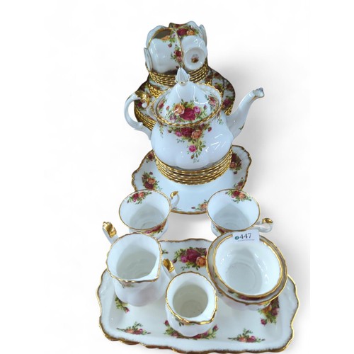 447 - Royal albert country rose tea and dinner set 6 place setting together with part royal stafford in si... 