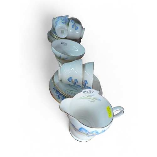 457 - Shelley Blue Iris tea set, 6 x cups & saucers, 6 x plates, sugar bowl Etc.