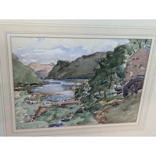 39 - Three mounted and framed watercolour landscape scenes, unsigned, 63.5 x 56cm