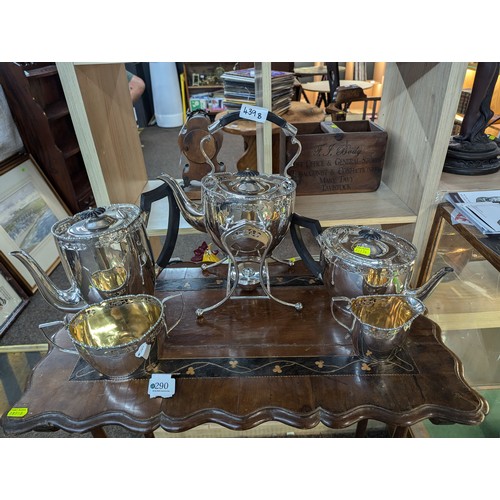 439B - Good quality set of six matching silverplated tea and coffee service with pierced design to rim and ... 