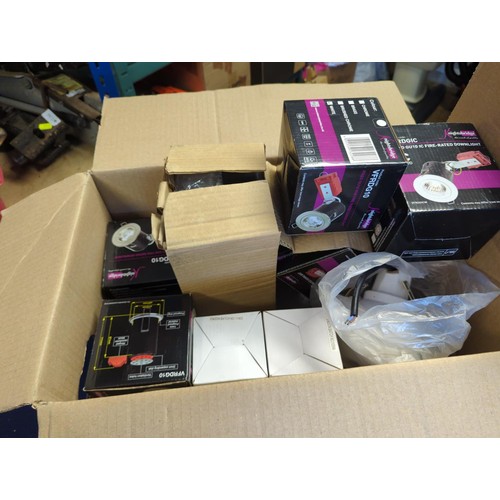 131 - Quantity of new boxed lights Inc Knightsbridge VFRDGIC fire-rated downlights x 6, signa spot range s... 