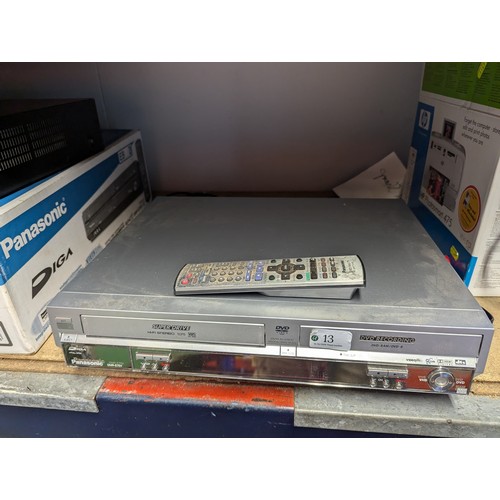 13 - Panasonic VHS/DVD player. With remote. Model no. DMR-E75V. 